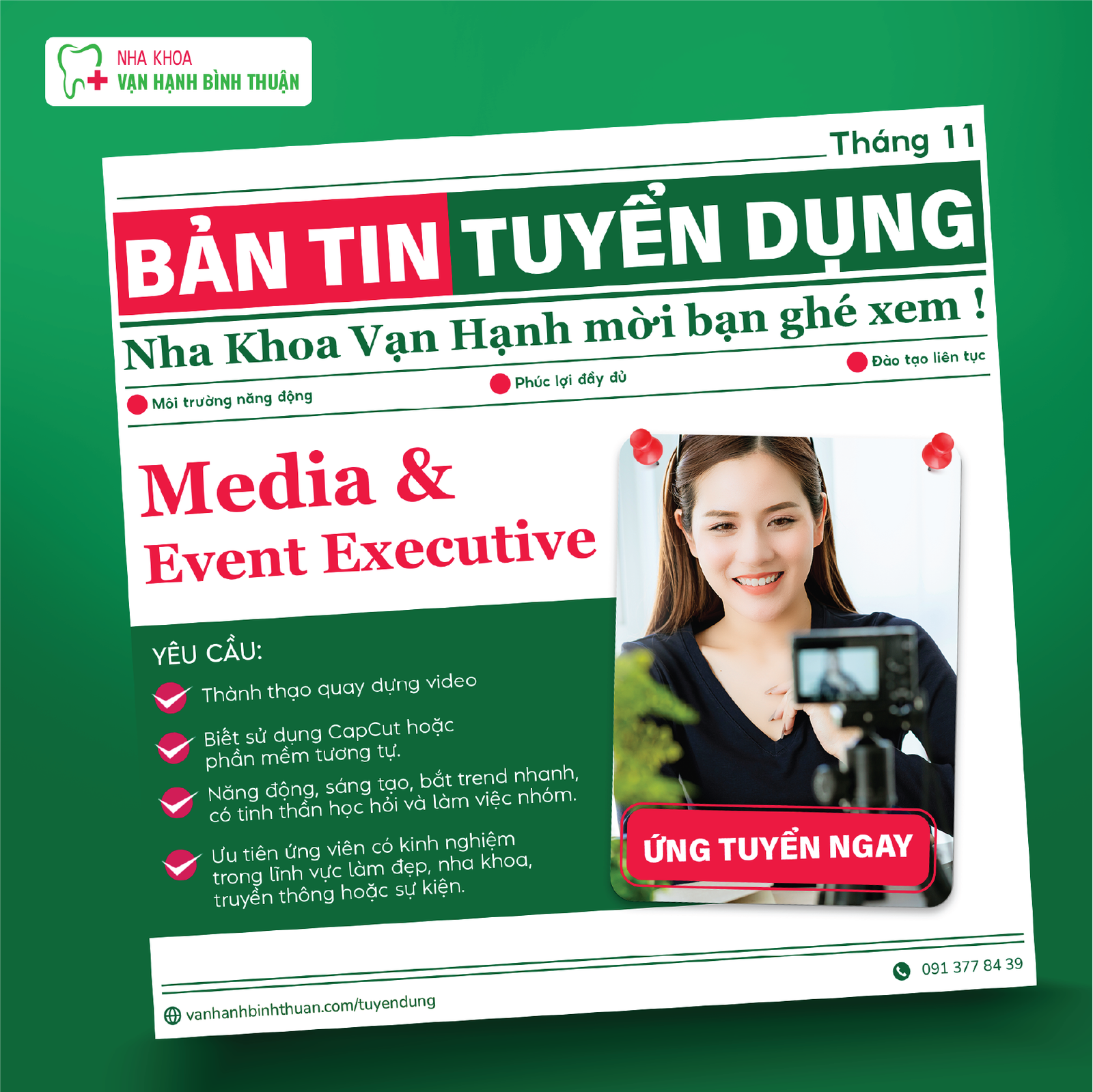 Nha Khoa Vạn Hạnh Tuyển Dụng Media & Event Executive